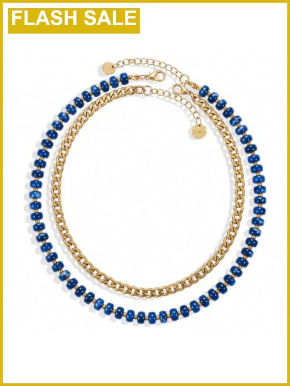 Layered Chunky Beaded Choker Necklace Stainless Steel Cuban Chain
